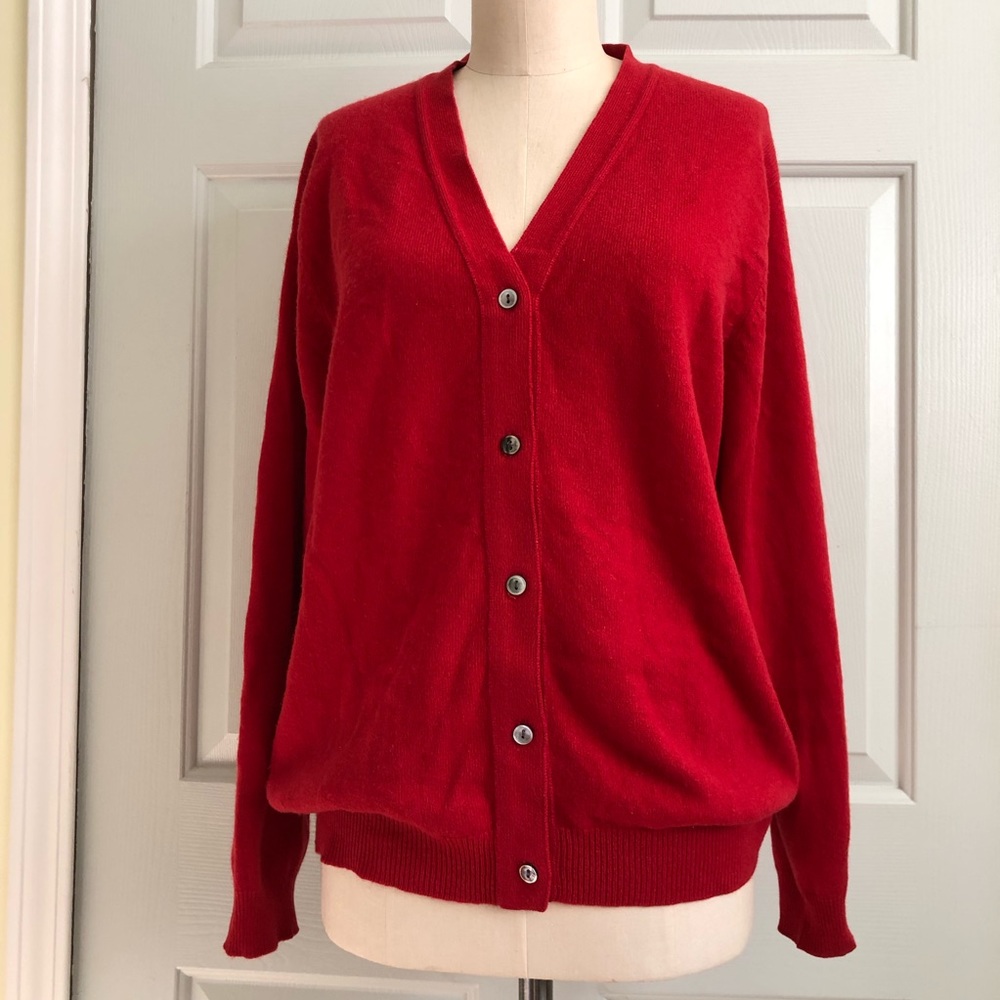 Saks 5th Avenue Cashmere Cardigan Button Slouchy Sweater Made in England…